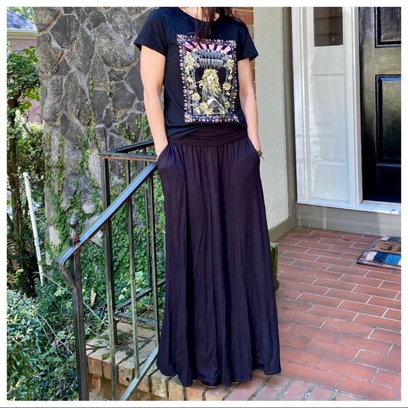✨LAST ONE✨Black Fold Waist Side Pockets Maxi Skirt - Picture 7 of 11